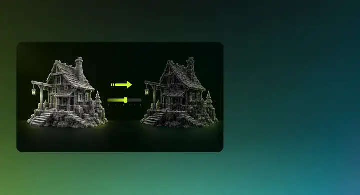 3D model interface showing a target triangle-count adjustment